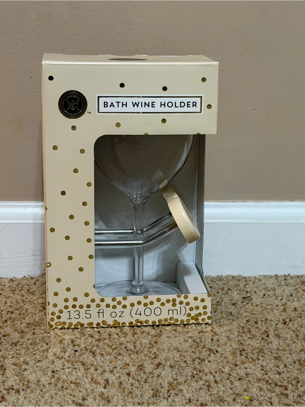 Bath Wine Holder Ring in Cream by Unbranded